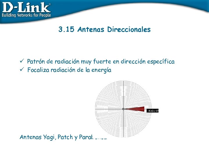 3. 15 Antenas Direccionales ü Patrón de radiación muy fuerte en dirección específica ü