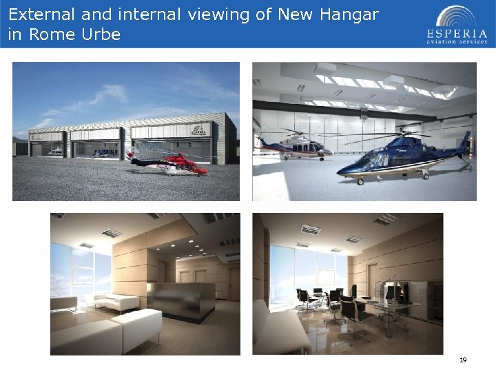 External and internal viewing of New Hangar in Rome Urbe 19 