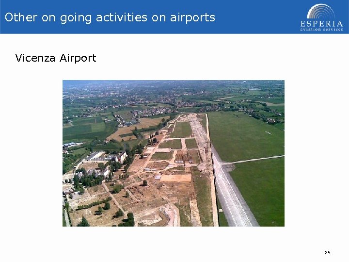 Other on going activities on airports Vicenza Airport 25 