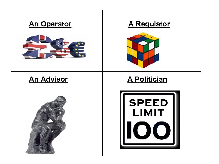 An Operator A Regulator £ An Advisor A Politician 