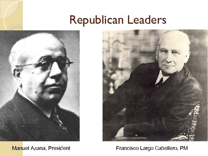 Republican Leaders Manuel Azana, President Francisco Largo Cabellero, PM 