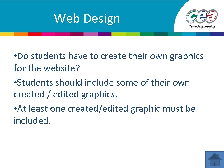 Web Design • Do students have to create their own graphics for the website?