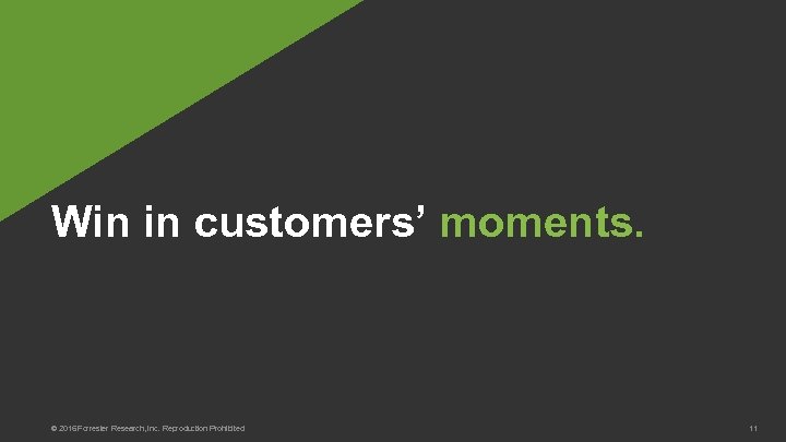 Win in customers’ moments. © 2016 Forrester Research, Inc. Reproduction Prohibited 11 