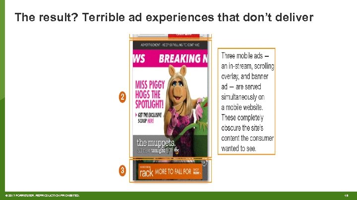 The result? Terrible ad experiences that don’t deliver © 2017 FORRESTER. REPRODUCTION PROHIBITED. 16