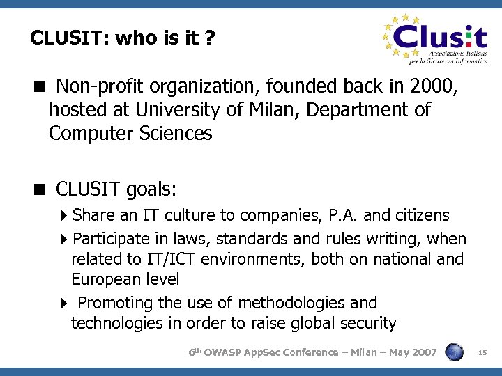 CLUSIT: who is it ? < Non-profit organization, founded back in 2000, hosted at