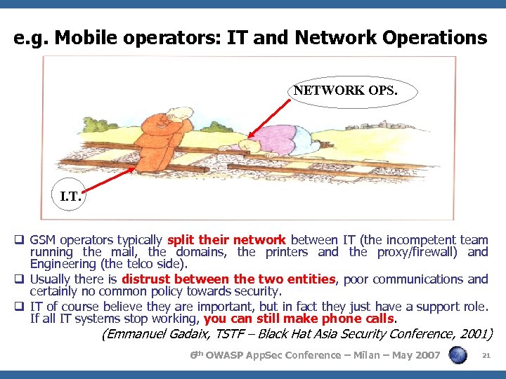 e. g. Mobile operators: IT and Network Operations NETWORK OPS. I. T. q GSM