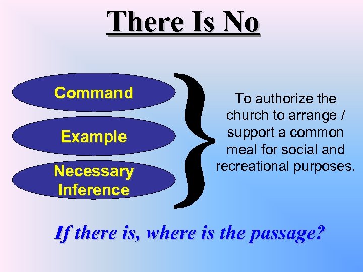 There Is No Command Example Necessary Inference } To authorize the church to arrange