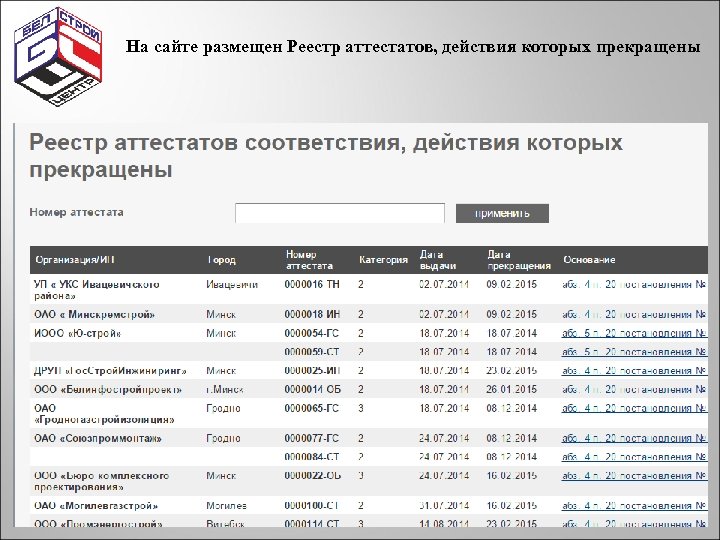 На сайте размещен Реестр аттестатов, действия которых прекращены 