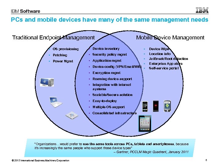 PCs and mobile devices have many of the same management needs Traditional Endpoint Management