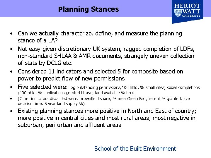 Planning Stances • Can we actually characterize, define, and measure the planning stance of