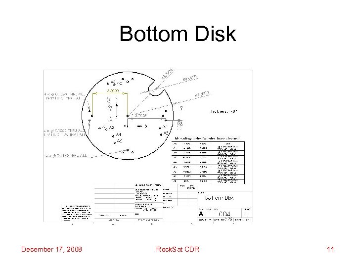 Bottom Disk December 17, 2008 Rock. Sat CDR 11 