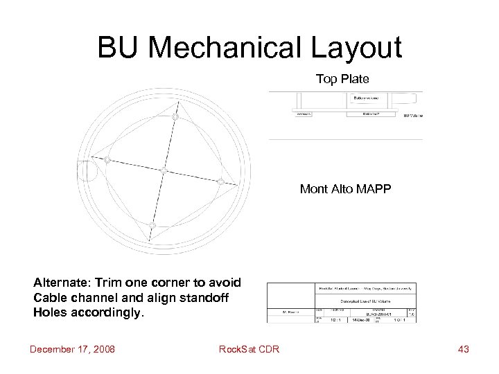 BU Mechanical Layout Top Plate Mont Alto MAPP Alternate: Trim one corner to avoid