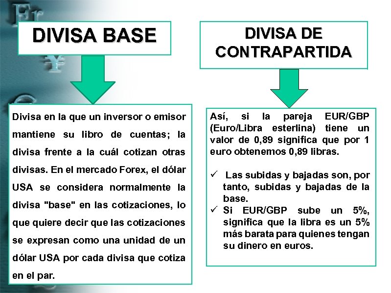DIVISA BASE Divisa en la que un inversor o emisor mantiene su libro de