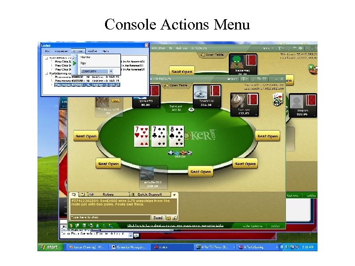 Console Actions Menu 