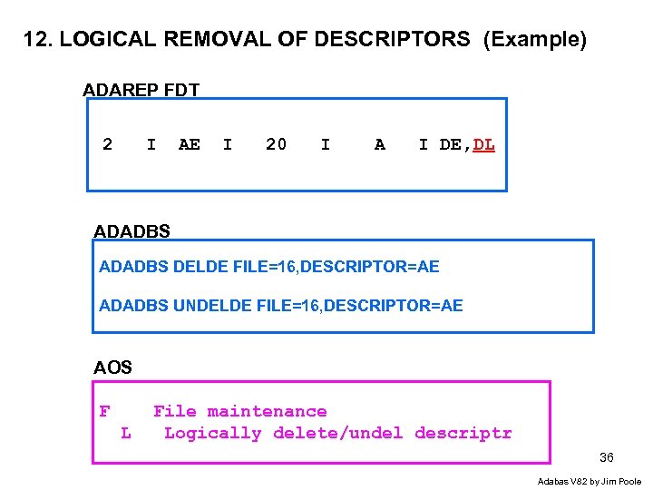 12. LOGICAL REMOVAL OF DESCRIPTORS (Example) ADAREP FDT 2 I AE I 20 I