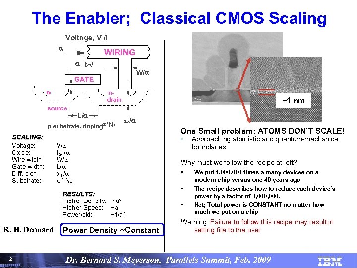 The Enabler; Classical CMOS Scaling Voltage, V /l a WIRING a tox/ W/ a