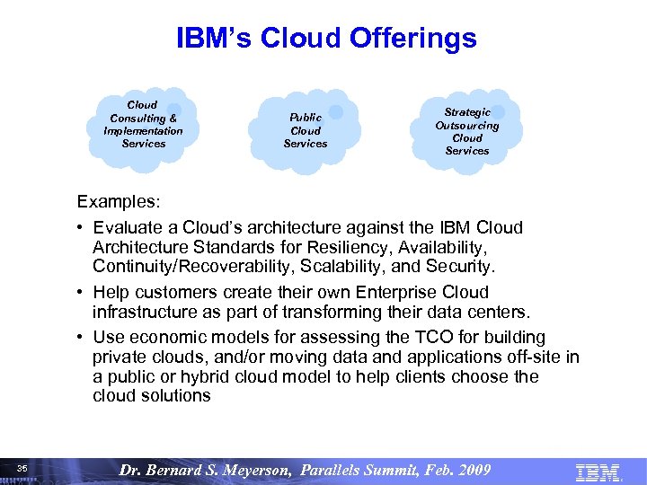 IBM’s Cloud Offerings Cloud Consulting & Implementation Services Public Cloud Services Strategic Outsourcing Cloud