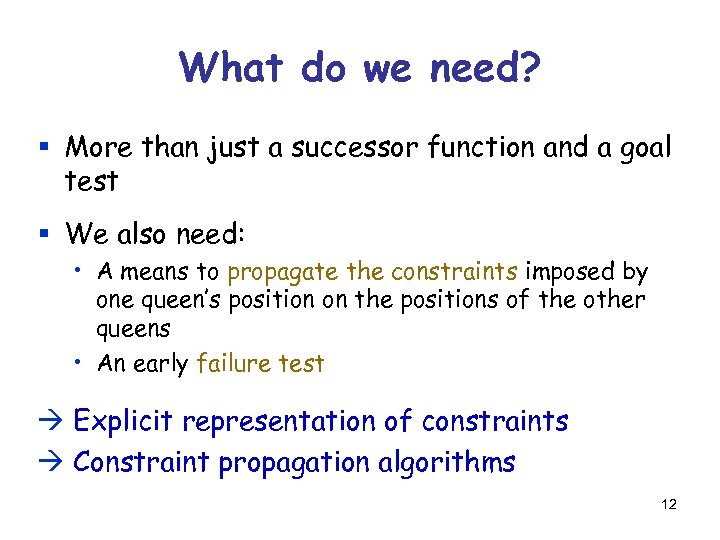 What do we need? § More than just a successor function and a goal