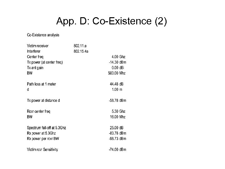 App. D: Co-Existence (2) 