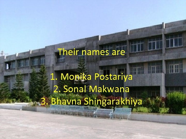 Their names are 1. Monika Postariya 2. Sonal Makwana 3. Bhavna Shingarakhiya 