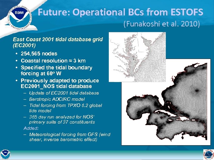 Future: Operational BCs from ESTOFS (Funakoshi et al. 2010) East Coast 2001 tidal database