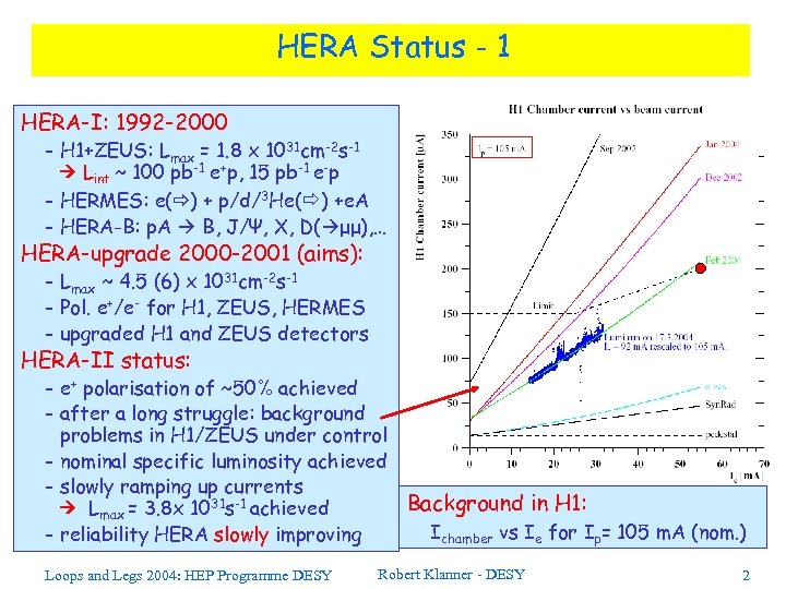 HERA Status - 1 HERA-I: 1992 -2000 - H 1+ZEUS: Lmax = 1. 8