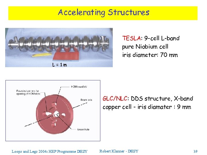 Accelerating Structures TESLA: 9 -cell L-band pure Niobium cell iris diameter: 70 mm L=1