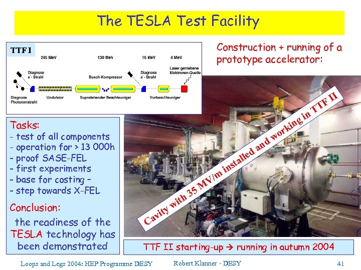 The TESLA Test Facility Construction + running of a prototype accelerator: TTF I n