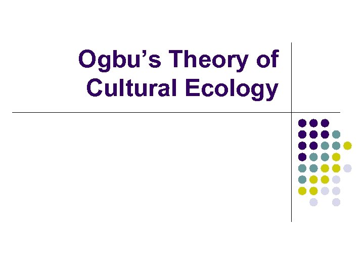 Ogbu’s Theory of Cultural Ecology 