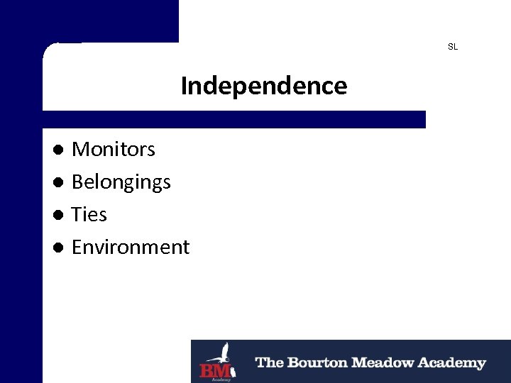 SL Independence Monitors l Belongings l Ties l Environment l 