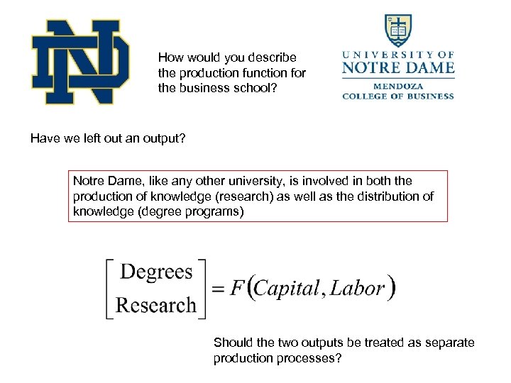 How would you describe the production function for the business school? Have we left