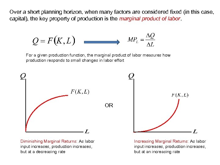 Over a short planning horizon, when many factors are considered fixed (in this case,