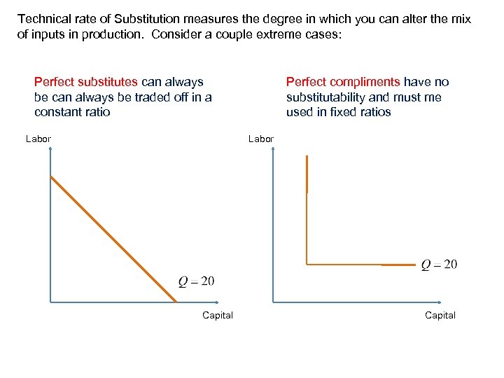 Technical rate of Substitution measures the degree in which you can alter the mix