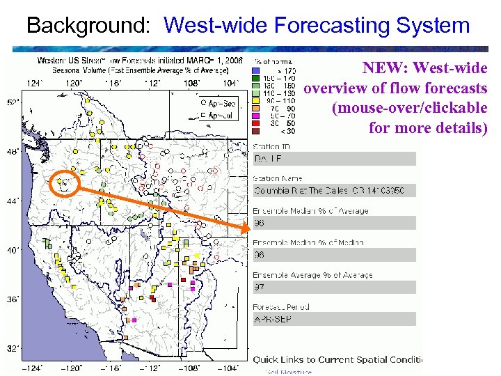 Background: West-wide Forecasting System NEW: West-wide overview of flow forecasts (mouse-over/clickable for more details)