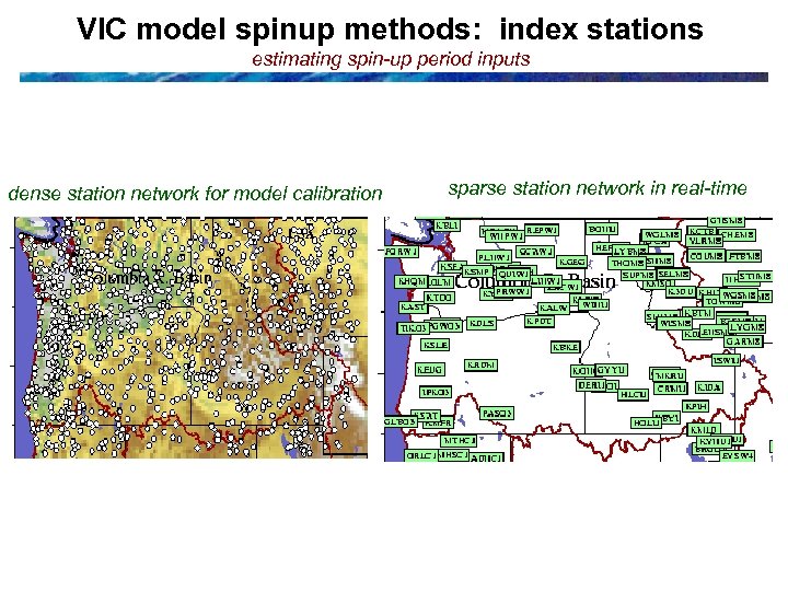 VIC model spinup methods: index stations estimating spin-up period inputs dense station network for
