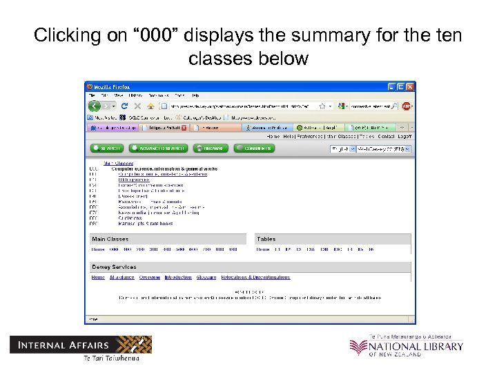 Clicking on “ 000” displays the summary for the ten classes below 
