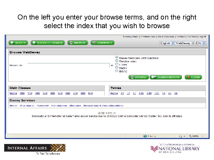 On the left you enter your browse terms, and on the right select the