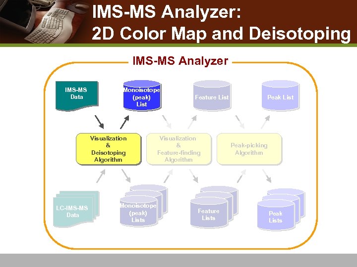 IMS-MS Analyzer: 2 D Color Map and Deisotoping IMS-MS Analyzer IMS-MS Data Monoisotope (peak)