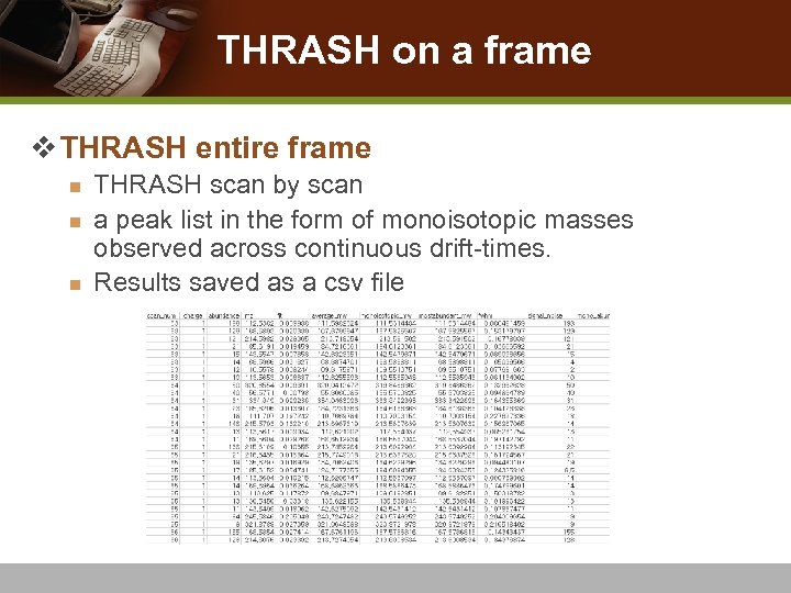THRASH on a frame v THRASH entire frame n n n THRASH scan by