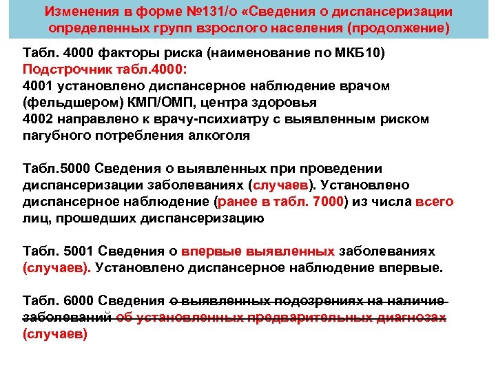 Группы диспансеризации взрослого населения