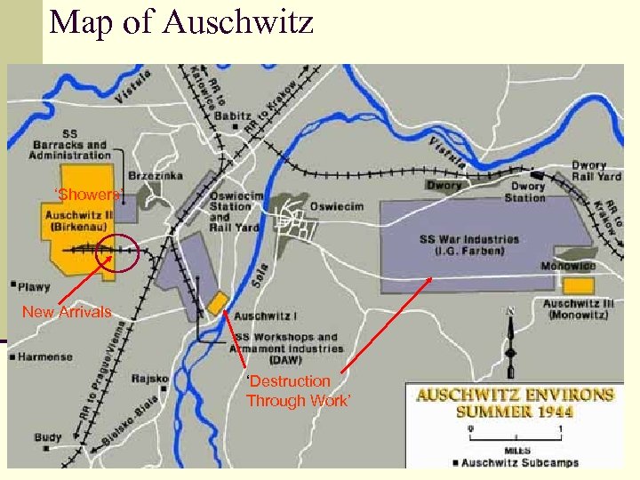 Map of Auschwitz ‘Showers’ New Arrivals ‘Destruction Through Work’ 