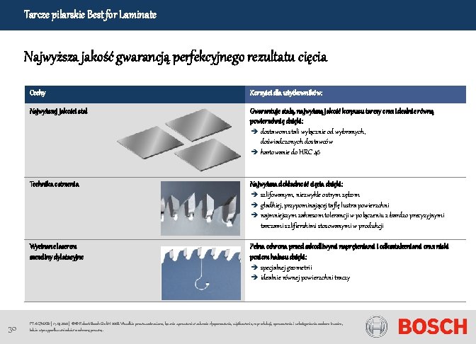 Tarcze pilarskie Best for Laminate Najwyższa jakość gwarancją perfekcyjnego rezultatu cięcia Cechy Najwyższej jakości