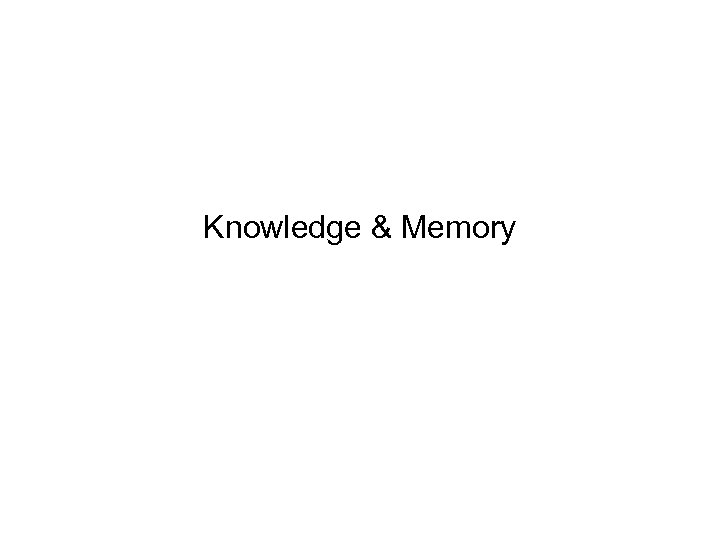 Knowledge & Memory 