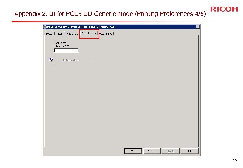 Appendix 2. UI for PCL 6 UD Generic mode (Printing Preferences 4/5) 25 