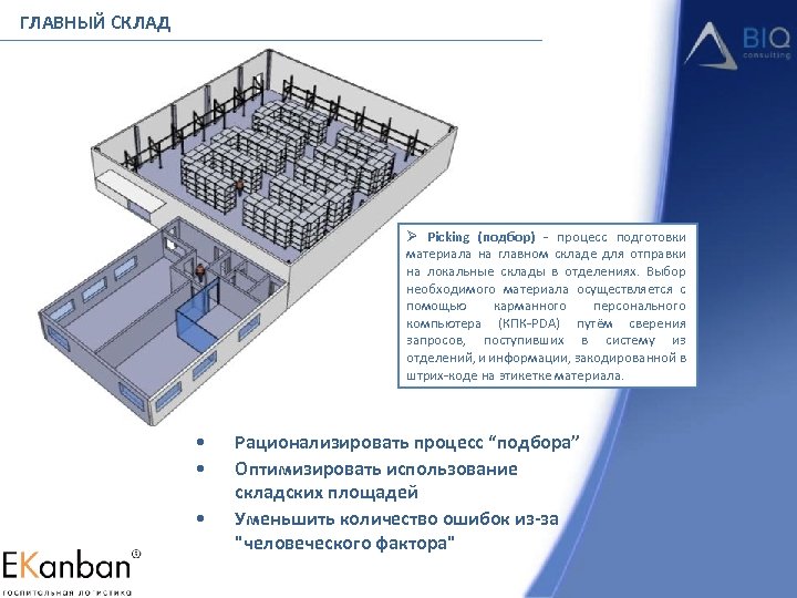 ГЛАВНЫЙ СКЛАД Ø Picking (подбор) - процесс подготовки материала на главном складе для отправки