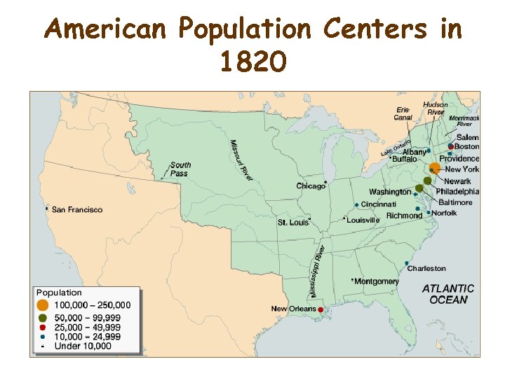 American Population Centers in 1820 