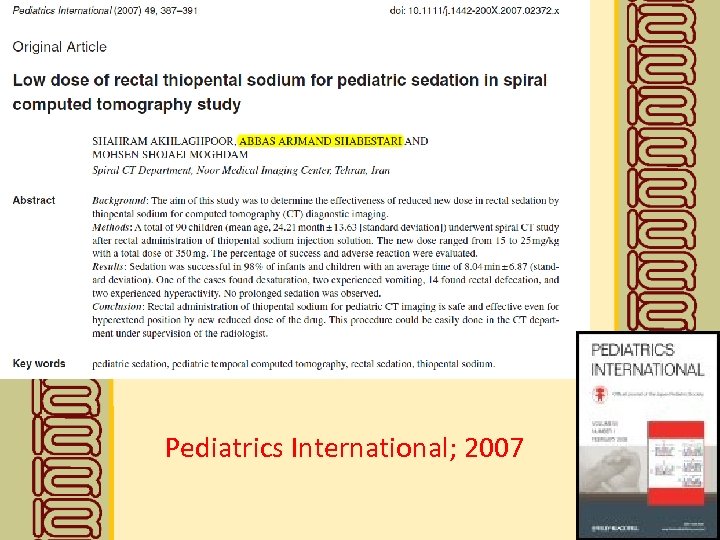 Pediatrics International; 2007 