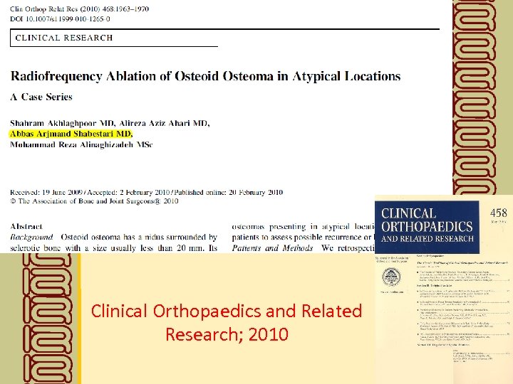 Clinical Orthopaedics and Related Research; 2010 