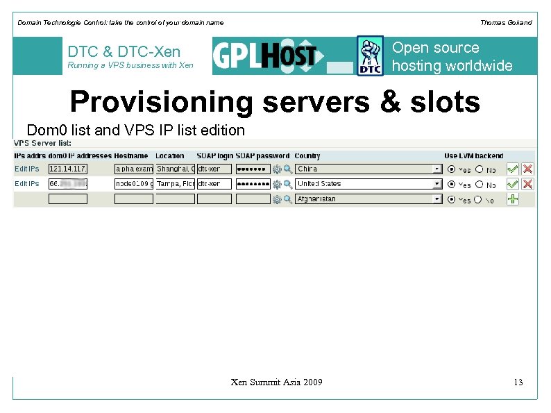 Domain Technologie Control: take the control of your domain name Thomas Goirand Open source