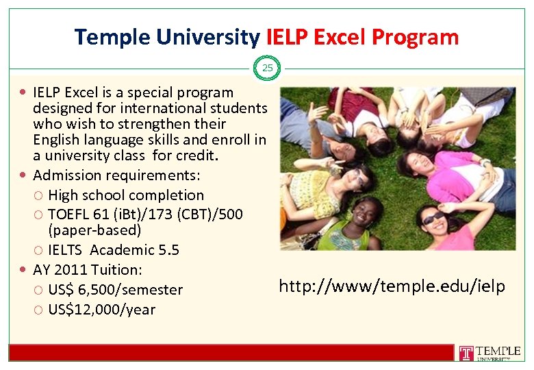 Temple University IELP Excel Program 25 IELP Excel is a special program designed for